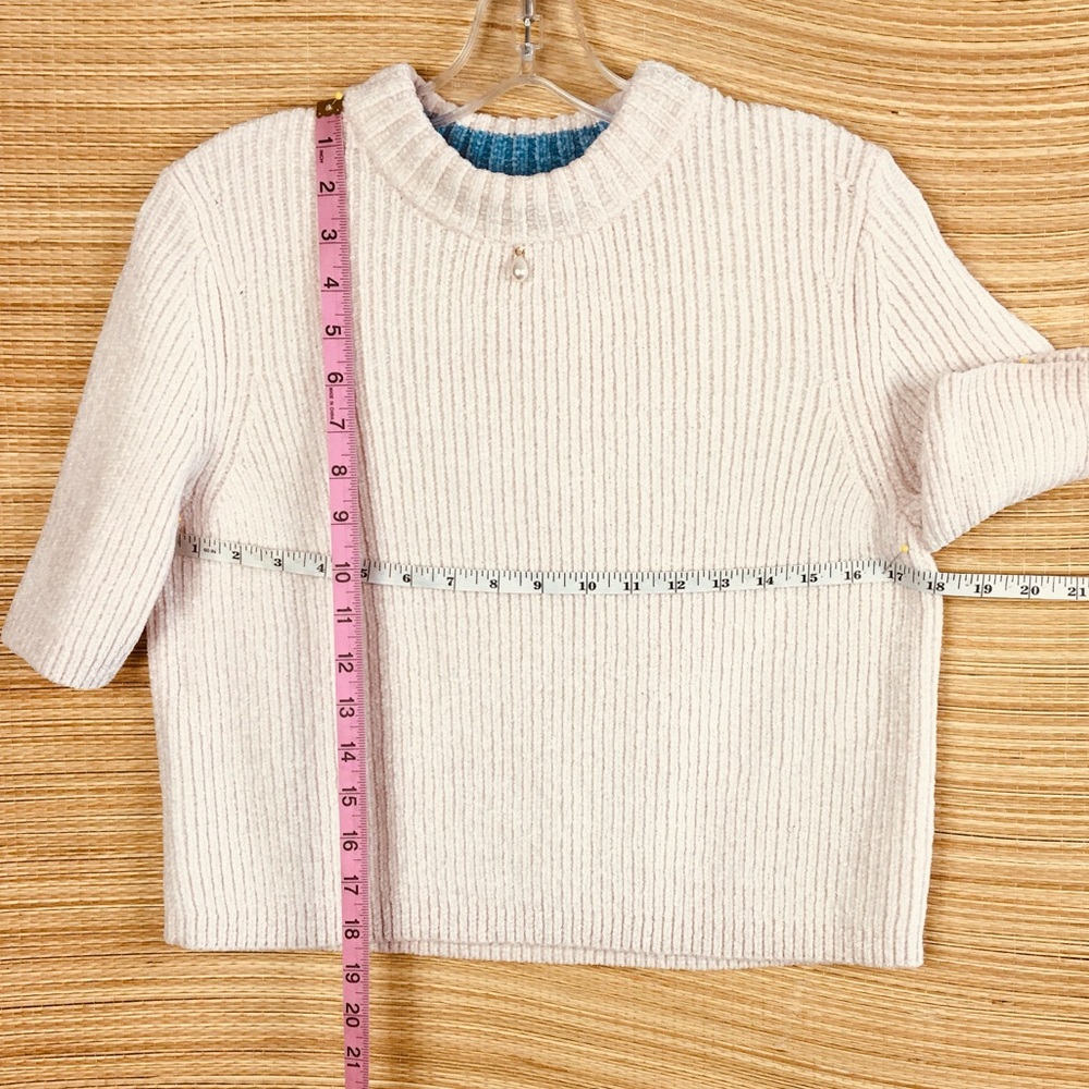 STAUD Short Sleeves Pearl Embellished Mock Neck As Seen On TV Sweater Size L - Picture 11 of 11